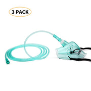 3 Pack Oxygen Masks for Face Adult, L Size Oxygen Mask with 6.6' Ft Tubing and Adjustable Elastic Strap- NO Cup
