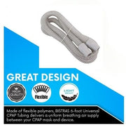 2-pack CPAP Hose, Universal CPAP Tubing - 6 Foot (72") Standard 22mm, Compatible with Most CPAP, BiPAP, and BiLevel Machines, Durable, Flexible, Leakage Free, Gray
